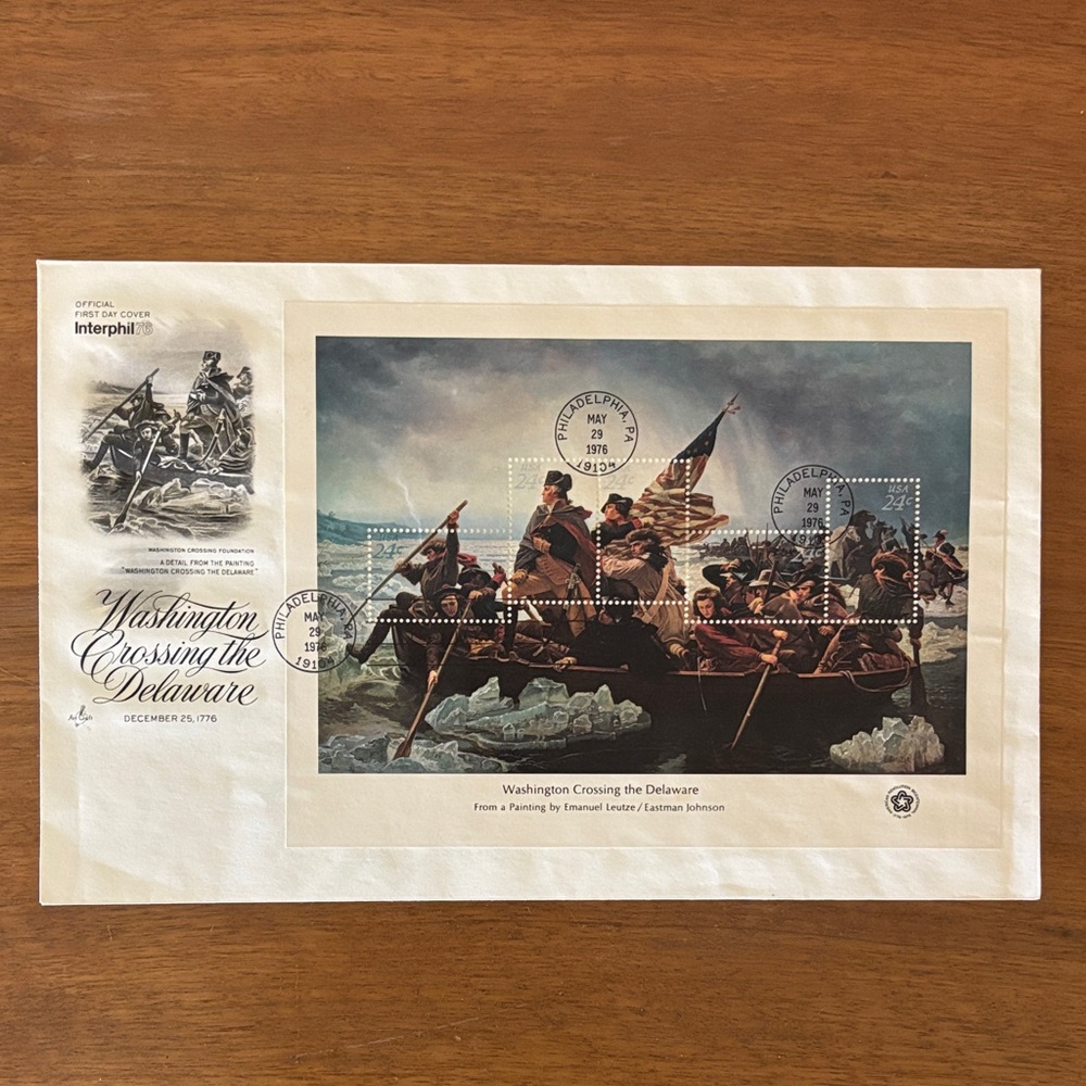 Washington Crossing the Delaware Commemorative Stamp Sheet First Day Cover